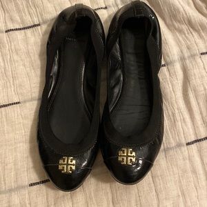 Tori Burch Black Patent Leather Flats